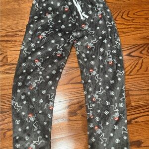 Black Holiday Skeleton Print Pajama Pants